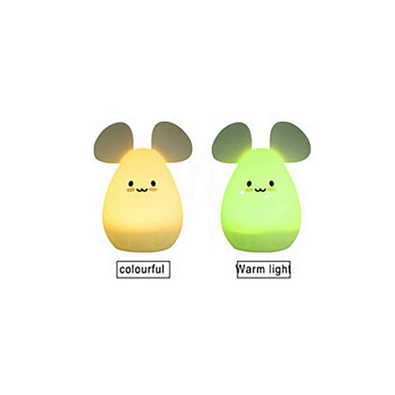Portable Cute mouse Silicone LED Night Light, Touch Sensor Beside LED Table Lamp, Rechargeable Night lamp