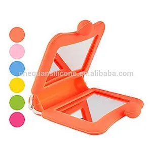 hot sale fashion cute candy color silicone cosmetic mirror
