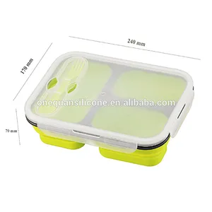 Silicone lunch boxes custom wholesale decorative printed waterproof collapsible safe