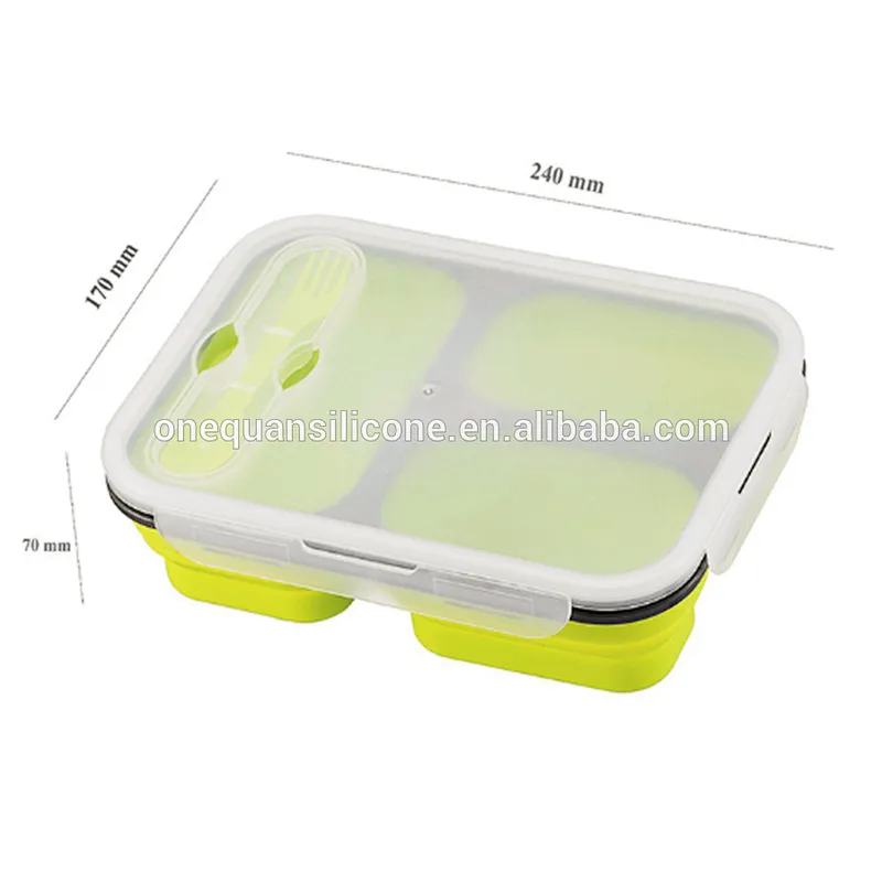 Silicone lunch boxes custom wholesale decorative printed waterproof collapsible safe
