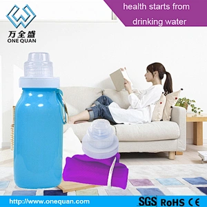 BPA Free Foldable Silicone Collapsible and Portable Water Bottle for Travel and Sports