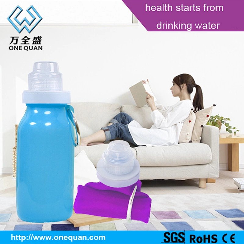 BPA Free Foldable Silicone Collapsible and Portable Water Bottle for Travel and Sports