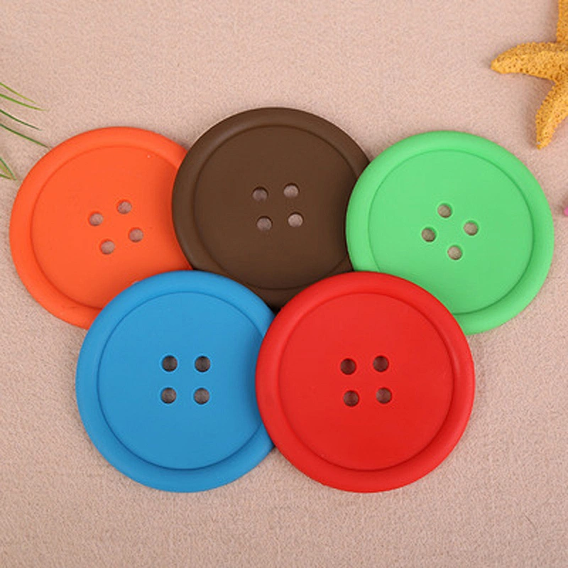 2020 Durable Silicone Cup Holder Button Shape Coaster Glass Coffee Cup Mat