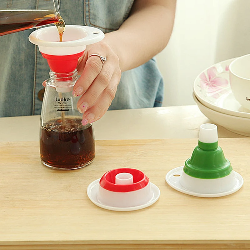 Wholesale Mini Silicone Hopper Food Grade Collapsible Oil Funnel