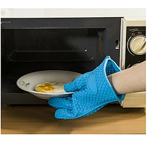 27.5X17.5 cm Long Food Grade Silicone Heat-resistant Oven Mitts Cooking, BBQ, Grill, Baking Gloves