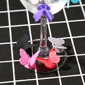 Butterfly Shape 10pcs Silicone Wine Glass Identifier Reusable Glass Markers