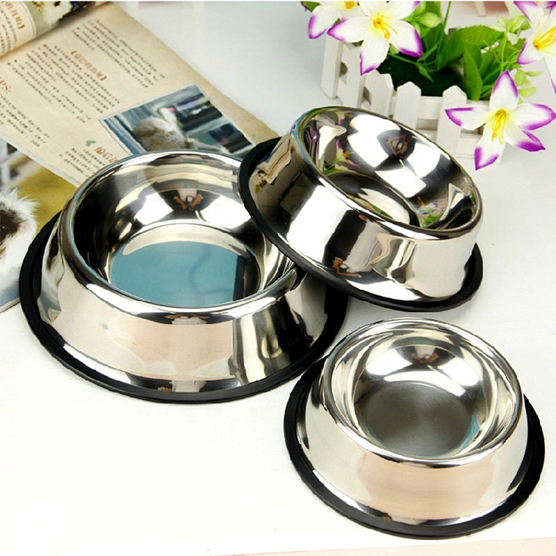Stainless Steel Dog Bowl with Rubber Base for Small/Medium/Large Dogs Pet feeder