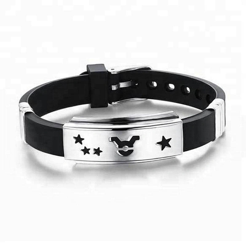 Unique custom silicone stainless steel bracelet Sport ID wristband
