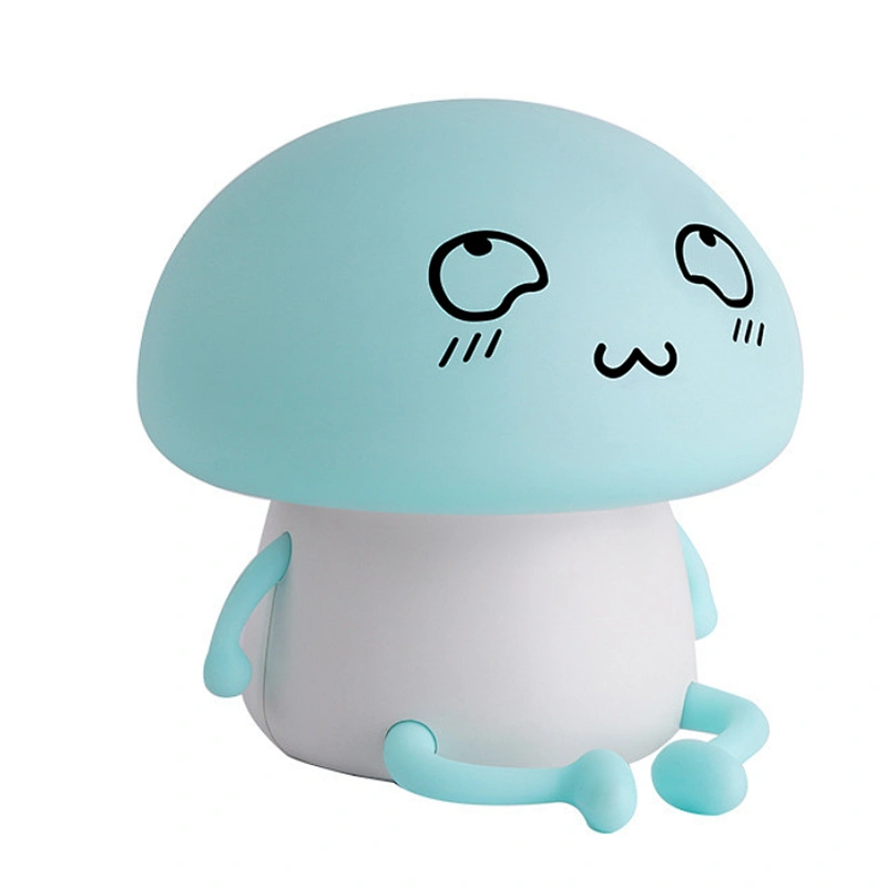 Novelty Silicon Emoji Mushroom Led Touch Nightlight Battery Sensitive Cute Desk Room Lamp for Baby