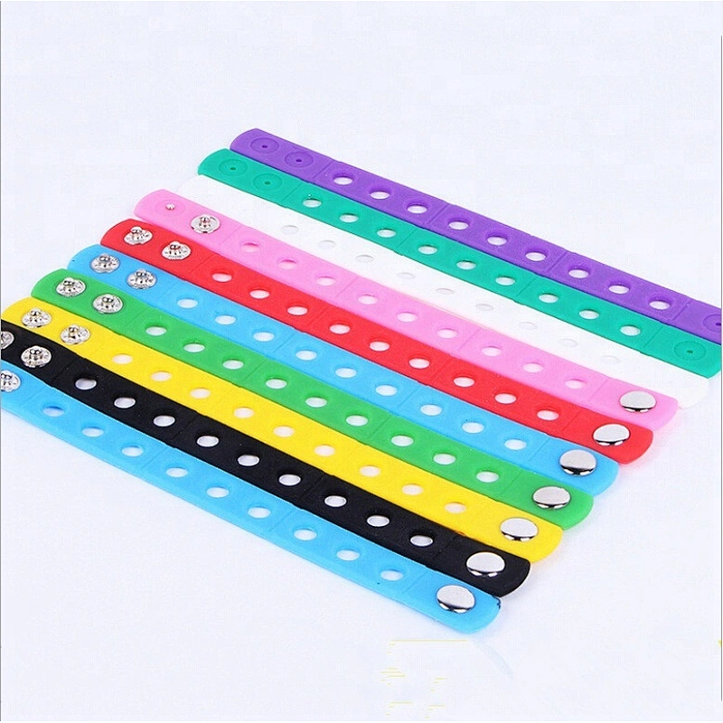 Customized Oem Silicone Wristband Charming Soft Pvc Colorful Button