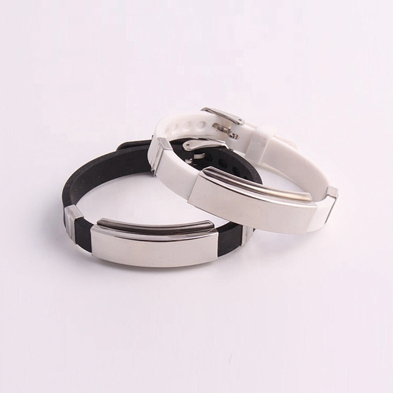 Mens's Rubber Bangle Bracelet Jewelry Titanium Steel Rubber Black 22CM Length Adjustable