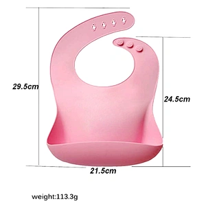 Soft Silicone Feeding Bib - Waterproof Adjustable Snaps Baby Bibs For Infants And Toddlers With Food Catcher Pocket