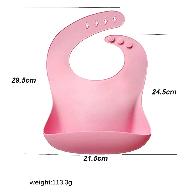 Soft Silicone Feeding Bib - Waterproof Adjustable Snaps Baby Bibs For Infants And Toddlers With Food Catcher Pocket