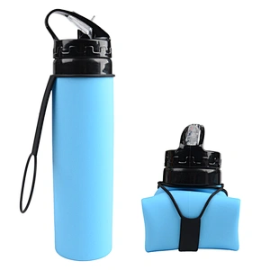 Collapsible Silicone Water bottle Couples Leak-Proof lightweight portable cup roll up for Outdoors Hiking Camping Biking Sports