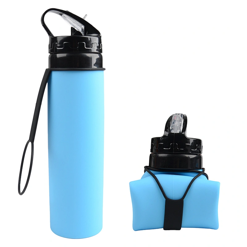 Collapsible Silicone Water bottle Couples Leak-Proof lightweight portable cup roll up for Outdoors Hiking Camping Biking Sports