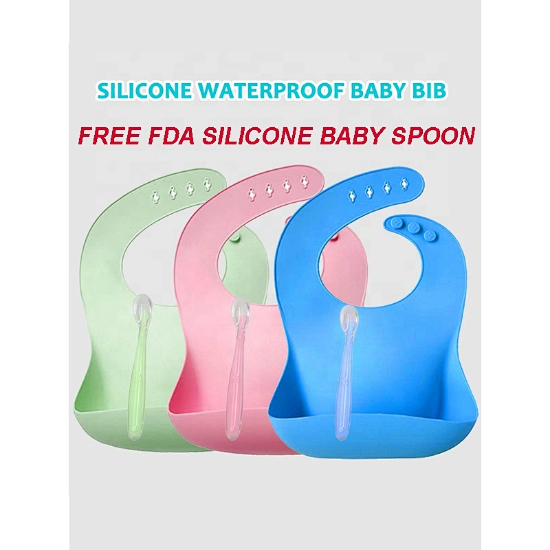 Silicone Baby Bib with Food Pocket Waterproof easy wipe