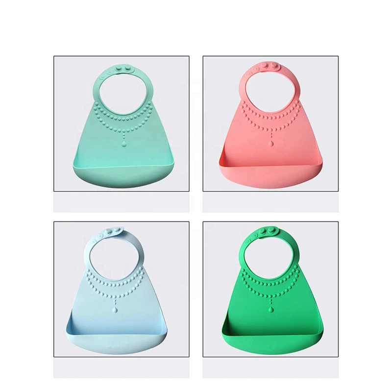 Soft Waterproof Silicone Baby Bib with Food Catcher Baby Silicone Bib