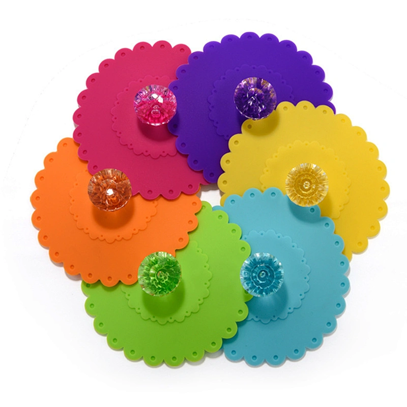 Food Grade Silicone PVC  Cup Lids Creative Diamond Mug Cover Silicone Drink Cup Lids