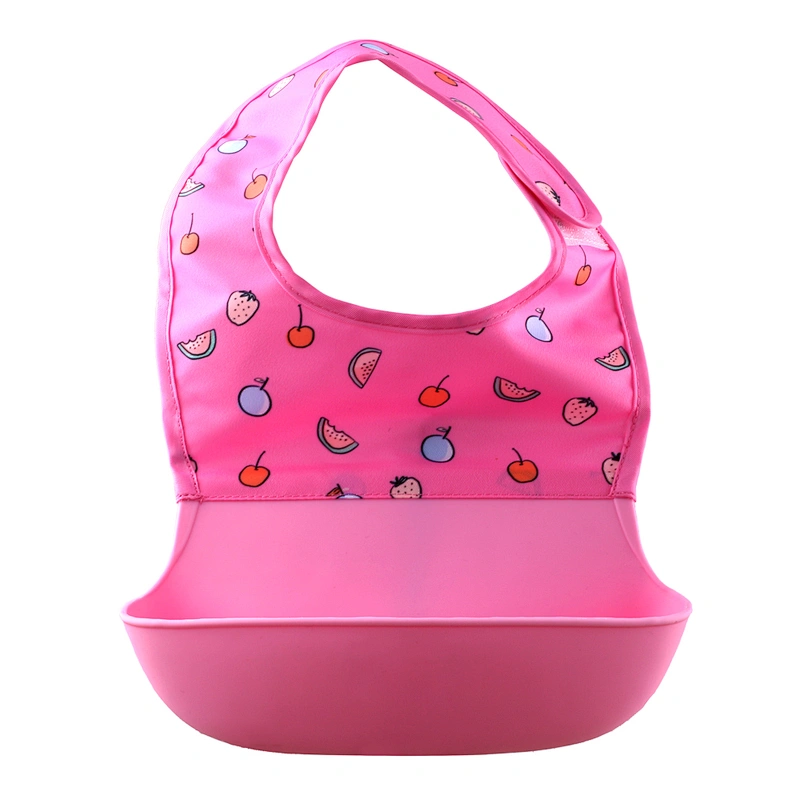 Eco-friendly Waterproof Silicone Baby Bib BPA Free Soft  With Food Catcher High Quality Manufacture