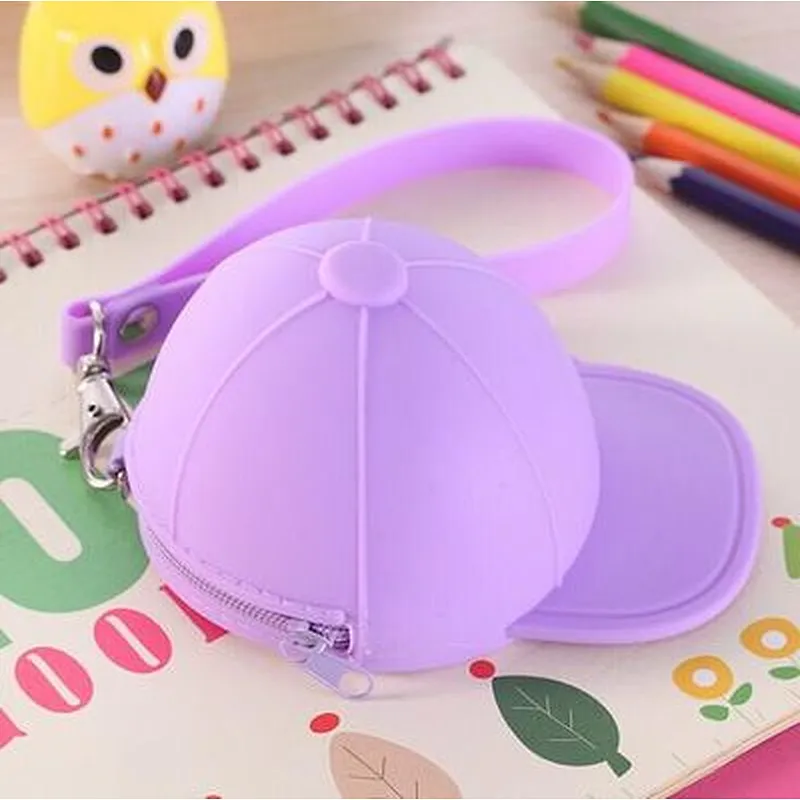 Cute Cartoon Candy-colored Silicone Baseball Cap Coin Bags Mini Hats Key Case Silicone Female Female Purse