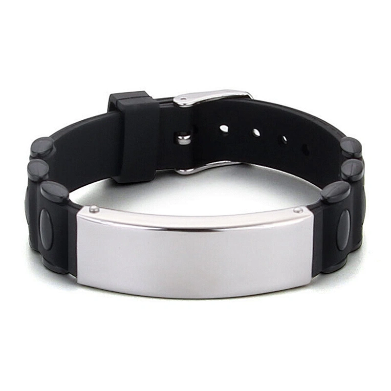 Metal Buckle Bracelet Titanium Stainless Steel Silicone Bracelet For Men