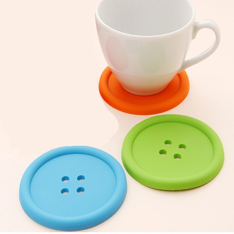 2020 Durable Silicone Cup Holder Button Shape Coaster Glass Coffee Cup Mat