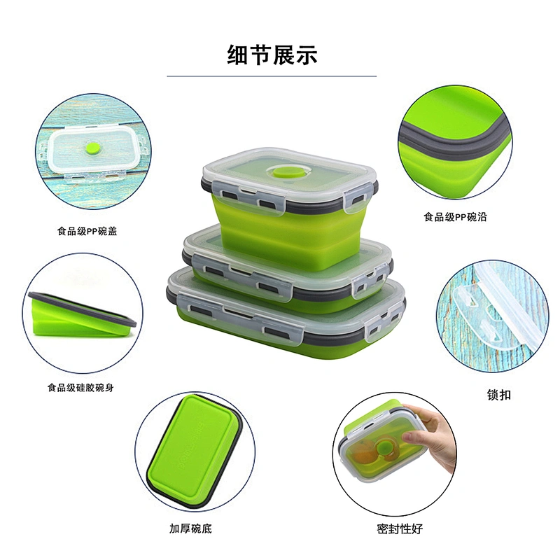 Eco Friendly Top Selling Silicone Collapsible Foldable Lunch Boxes For Outdoor Activity