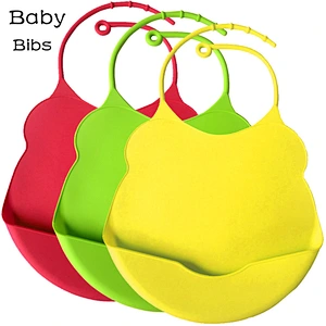 26x19.5 cm FDA BPA Free Waterproof Custom Printed Baby Feeding Bib with Pocket