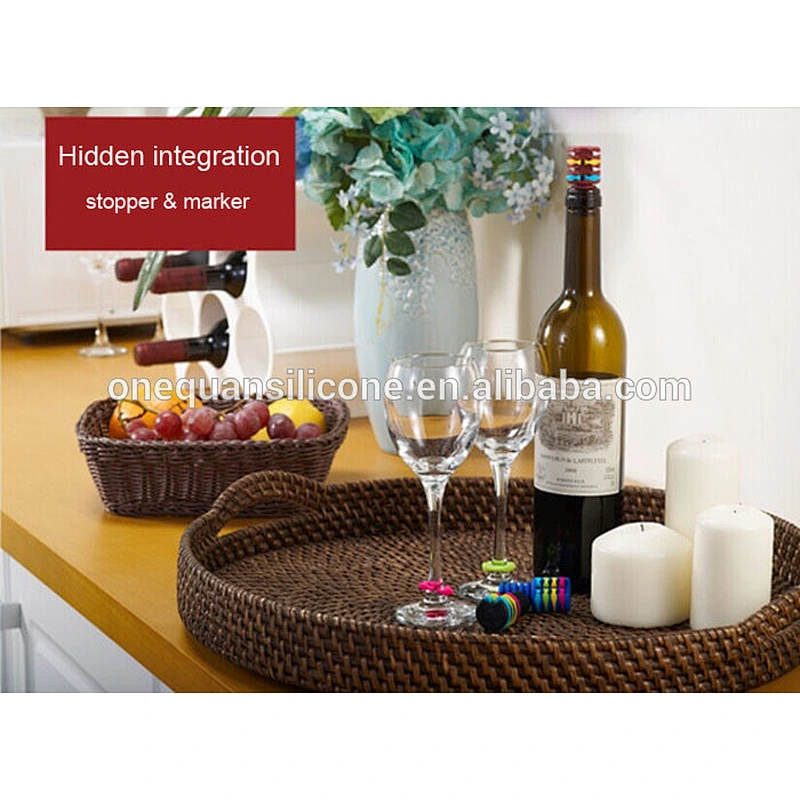 Silicone Custom Wine Bottle Stopper With marker rings