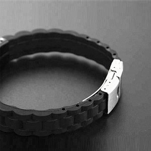 Waterproof Black Skinny Sport Fitness Safety ID Bracelet Hypo-allergenic Silicone with Engraving