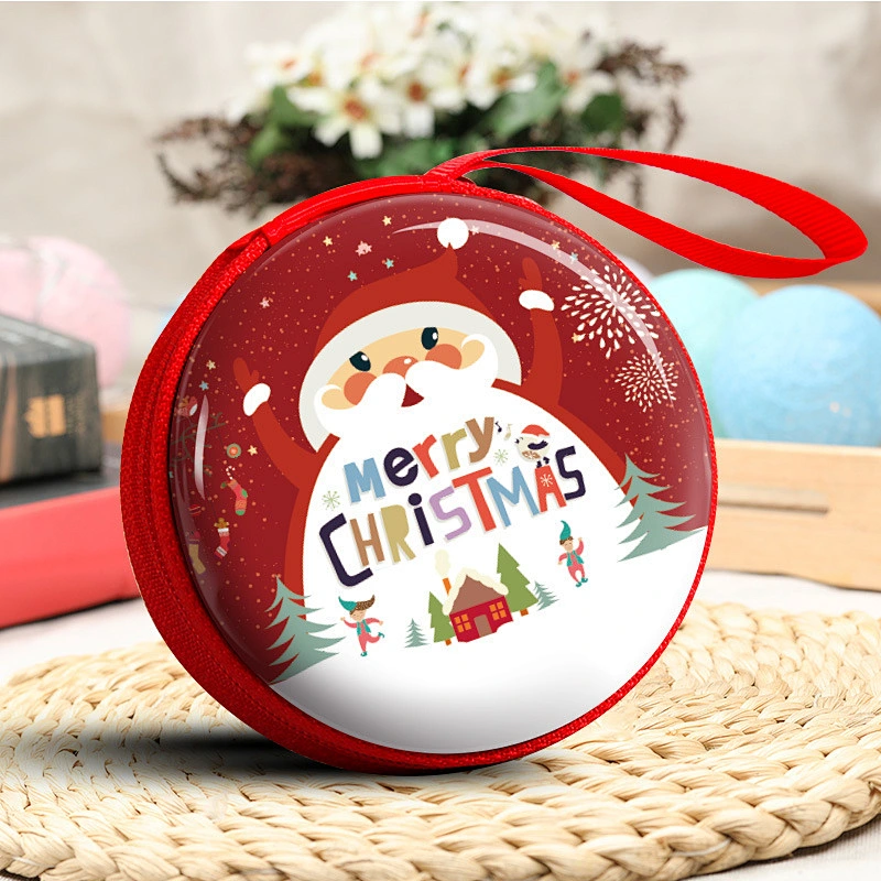 Hot Selling Christmas Round Zipper Coin Purse for Kids