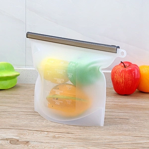 Reusable Waterproof Silicone Zipper Storage Bag for Sandwich Liquid