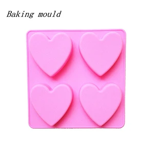 EU&US standard new style 4 of heart shaped silicone cake mold