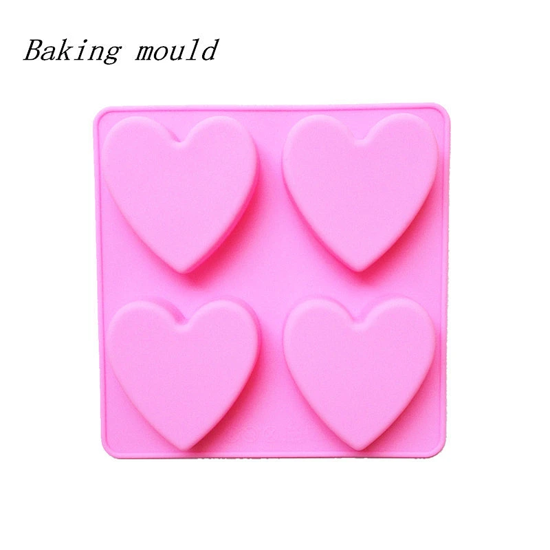 EU&US standard new style 4 of heart shaped silicone cake mold