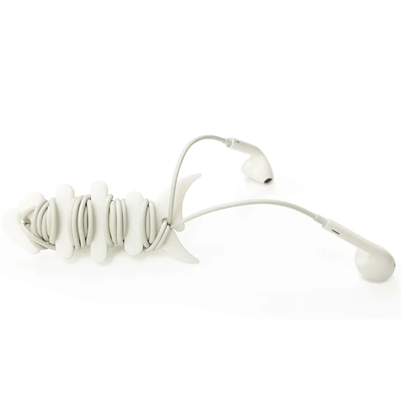 Silicone Fish Bone Earphone Cable Cord Winder Wrap Fishbone Headphone Holder