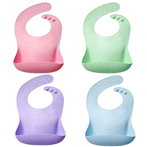 Silicone Baby Bib with Food Pocket Waterproof easy wipe