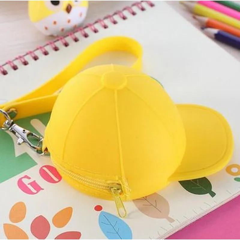 Cute Cartoon Candy-colored Silicone Baseball Cap Coin Bags Mini Hats Key Case Silicone Female Female Purse