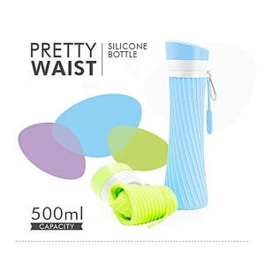Sports silicone water bottle waistline shape