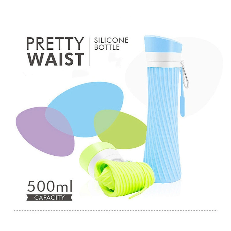 Sports silicone water bottle waistline shape