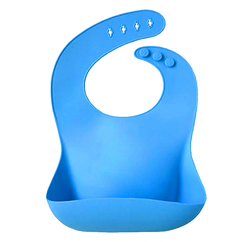 Soft Silicone Feeding Bib - Waterproof Adjustable Snaps Baby Bibs For Infants And Toddlers With Food Catcher Pocket