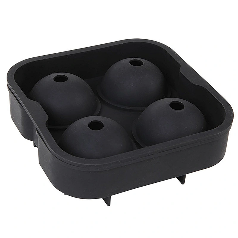 Ice Ball Maker Mold - Black Flexible Silicone Ice Tray - Molds 4 X 4.5cm Round Ice Ball Spheres
