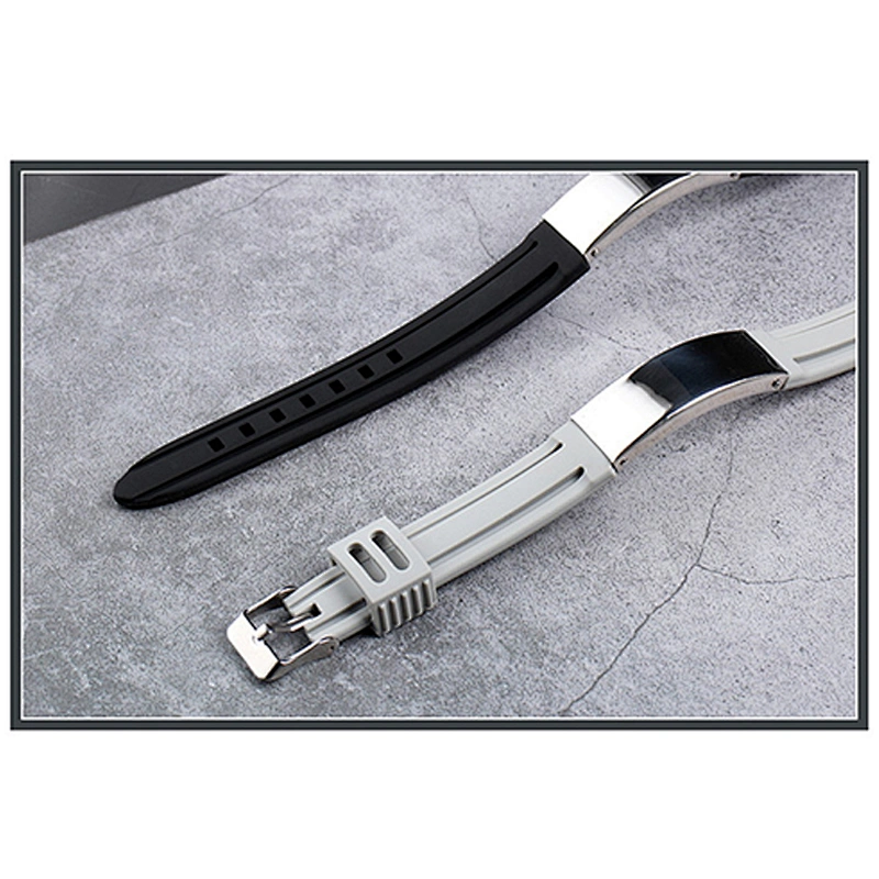 New Trending Young Mens Accessories Adjustable Custom Logo Titanium Steel Silicone Bracelet