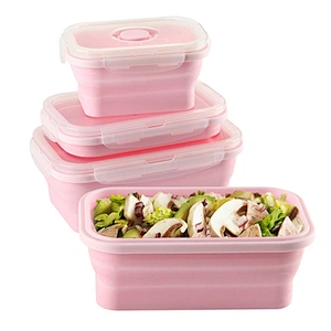 4Pcs set Food grade Silicone Food Storage Container Lunch Box