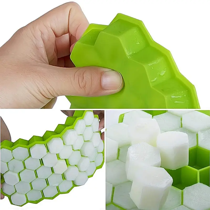 Silicone Fancy Ice Cube Trays Honeycomb Ice Cube Tray DIY Ice Tray Cube Patten Box Cake without Lid