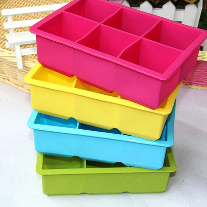Silicone Extra Large Ice Mold Trays for 6 Square Ice Cubes