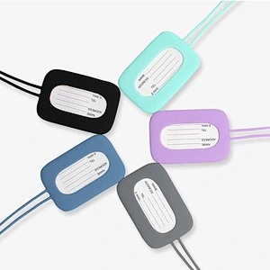 Custom Rubber Luggage  Name Tag Holder with name ID Card