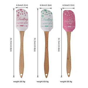 Ecofriendly Kitchen Baking Products DIY Funny Cake Scraper with Solid Wooden Kitchen Utensils