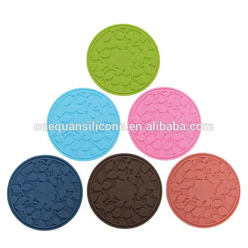Silicone tea & coffee cup mat personalized silicone cup mats pads