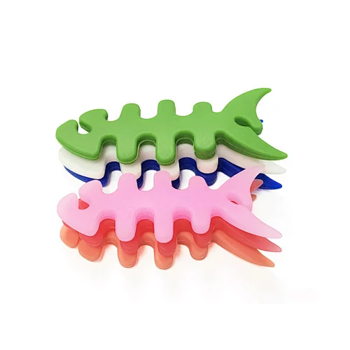 Fishbone Shaped Silicone Wire Cord Wrap Headset Earphones for Cell Phones, mp3 Players, iPod, iPhone or Tablets