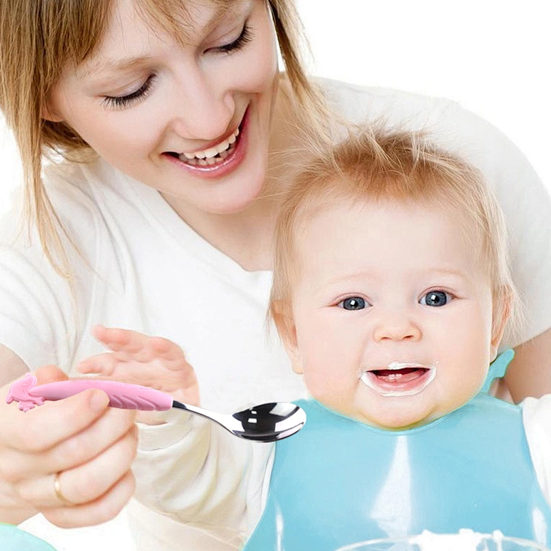 Unique design silicone feeding spoon cutlery set baby fork